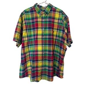 Polo Ralph Lauren Button Down Shirt Men's 3XB Multicolor Plaid Short Sleeve